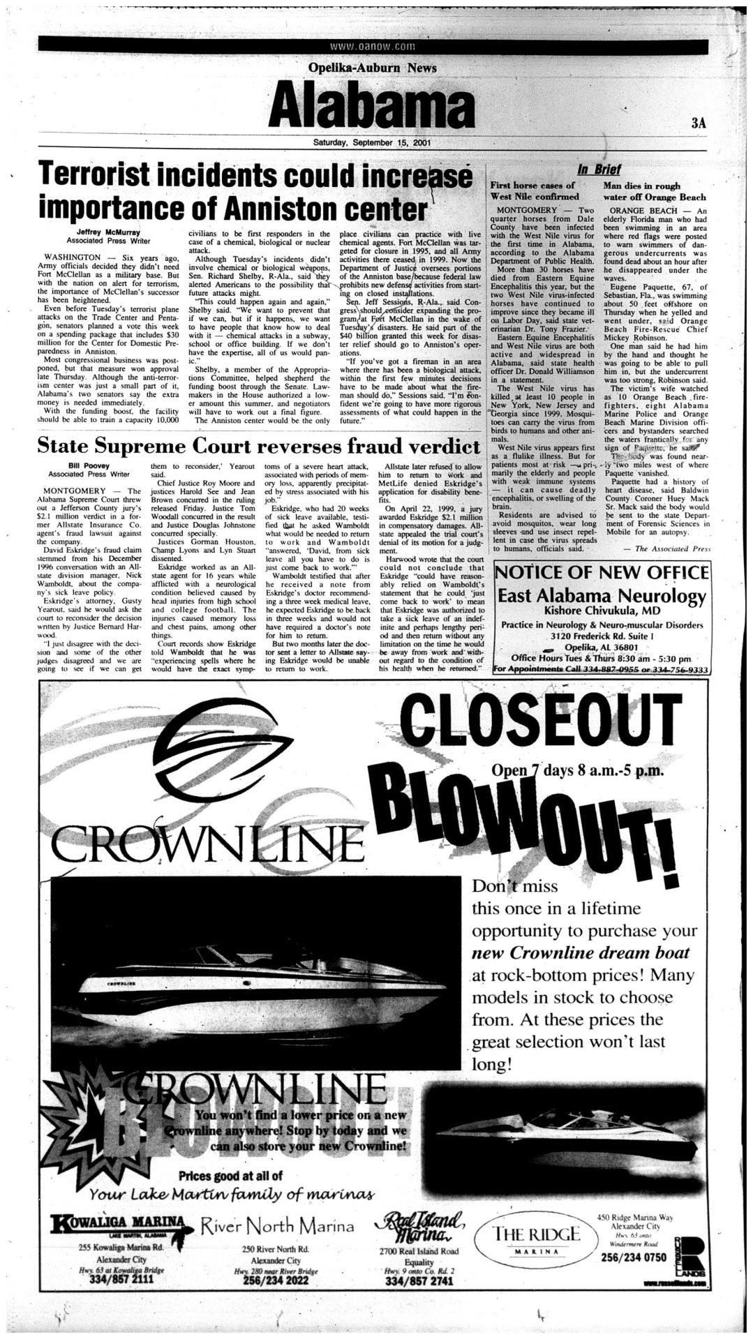 Saturday, Sept. 15, 2001